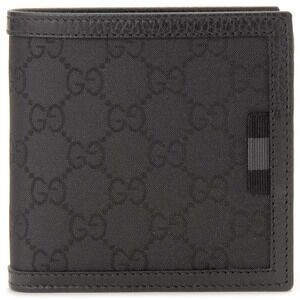 Leather on the inner fold Gucci Black Bifold Wallet GG Nylon and